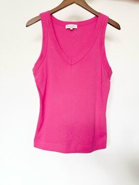 Michael Stars Hot Pink 100% cotton V-Neck Maya Tank